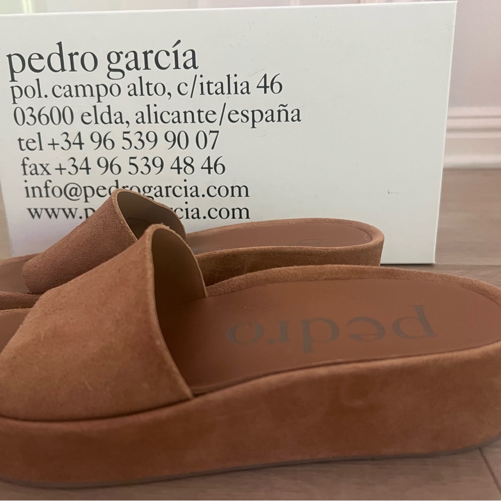 Pedro Garcia Liana Women's Brown Tan Suede Platform Sandals Slides